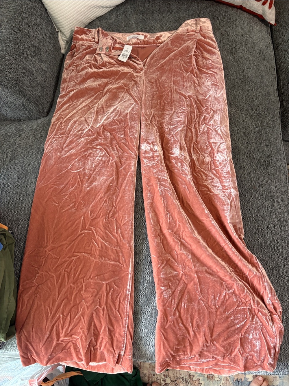 LOFT Dusty Mauve Velvet Wide-Leg Pants